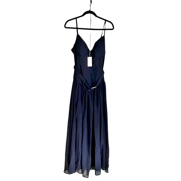 Hutch Women's Sleeveless Bustier Belted Drop-Waist Maxi Dress Navy Size 12  NWT - coffeafoods.com